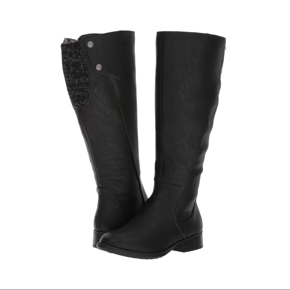 Life Stride Shoes - Life Stride Matte Black Faux Leather XRipley Knee High Low Heel Boots